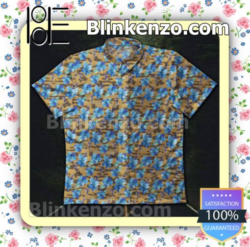 Blue Flowers Brown Camo Summer Shirts