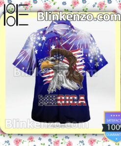 Blue Merica With Eagle Independence Summer Shirts b