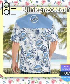 Blue Moon Beer Logo White Summer Hawaiian Shirt, Mens Shorts