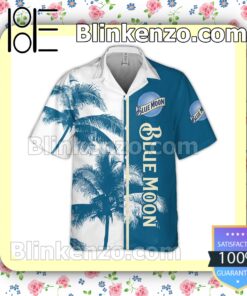 Blue Moon Palm Tree White Blue Summer Hawaiian Shirt a
