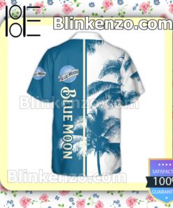 Blue Moon Palm Tree White Blue Summer Hawaiian Shirt b