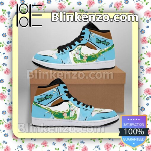 Blue Rick And Morty 1s Air Jordan 1 Mid Shoes