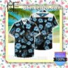 Bmw Blue Hibiscus Flowers Black Summer Shirt