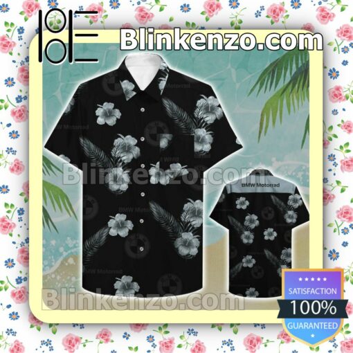 Bmw Motorrad Grey Hibiscus Flower Black Summer Shirt