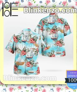 Boating Aqua Blue Summer Hawaiian Shirt, Mens Shorts