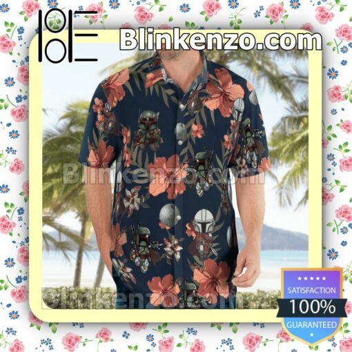 Boba Fett Star Wars Hibiscus Tropical Hawaiian Shirts, Swim Trunks b