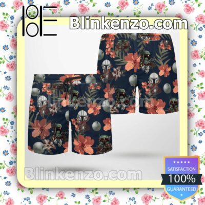 Boba Fett Star Wars Hibiscus Tropical Hawaiian Shirts, Swim Trunks c