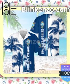Bombay Shaphire Palm Tree Blue White Summer Hawaiian Shirt