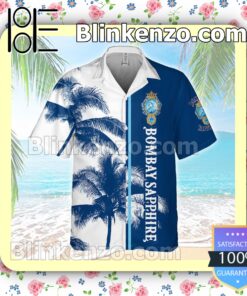 Bombay Shaphire Palm Tree Blue White Summer Hawaiian Shirt a