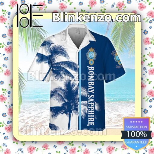 Bombay Shaphire Palm Tree Blue White Summer Hawaiian Shirt a