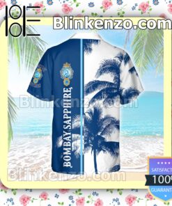 Bombay Shaphire Palm Tree Blue White Summer Hawaiian Shirt b