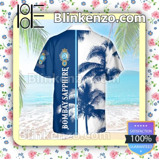 Bombay Shaphire Palm Tree Blue White Summer Hawaiian Shirt b