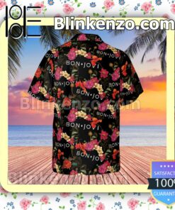 Bon Jovi Rock Band Floral Pattern Summer Hawaiian Shirt, Mens Shorts a