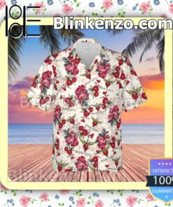 Bon Jovi Rock Band Floral Pattern White Summer Hawaiian Shirt, Mens Shorts