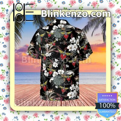 Bon Jovi Rock Band Tropical Forest Black Summer Hawaiian Shirt, Mens Shorts a