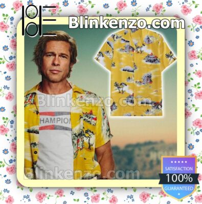 Brad Pitt Once Upon a Time in Hollywood Yellow Summer Hawaiian Shirt