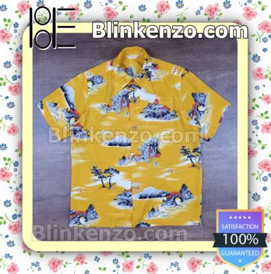 Brad Pitt Once Upon a Time in Hollywood Yellow Summer Hawaiian Shirt a