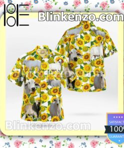 Brahman Cattle Lovers Sunflower Summer Hawaiian Shirt, Mens Shorts