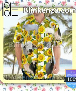Brahman Cattle Lovers Sunflower Summer Hawaiian Shirt, Mens Shorts a