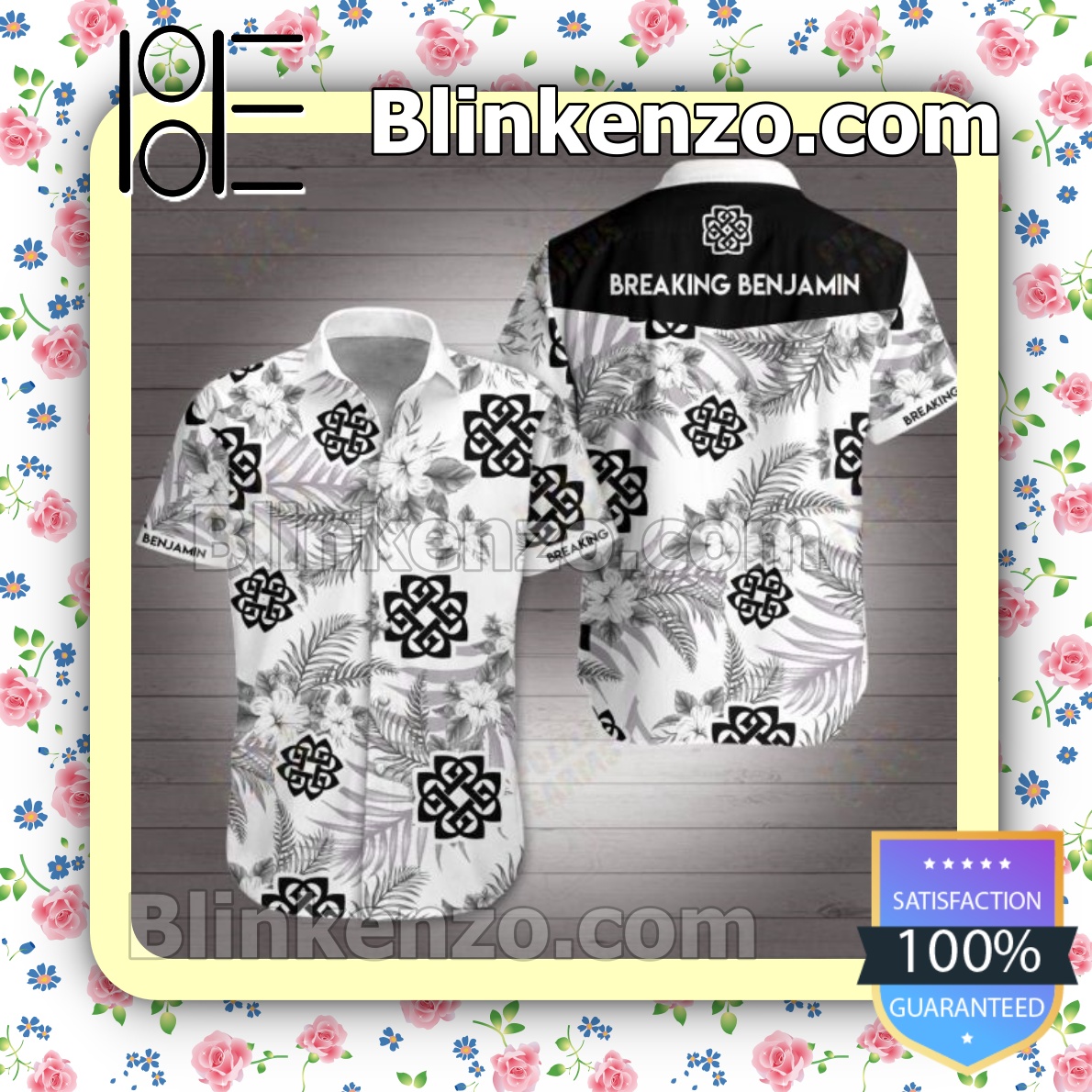 Best Gift Breaking Benjamin Grey Tropical Floral White Summer Shirts