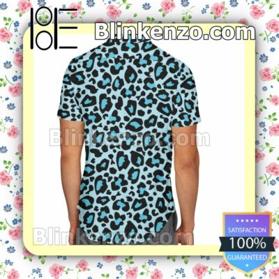 Bright Blue Leopard Print Toy Story Ken Inspired Summer Hawaiian Shirt, Mens Shorts a