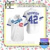 Brooklyn Dodgers Jackie Robinson 42 Mlb White Jersey Inspired Style Summer Shirt