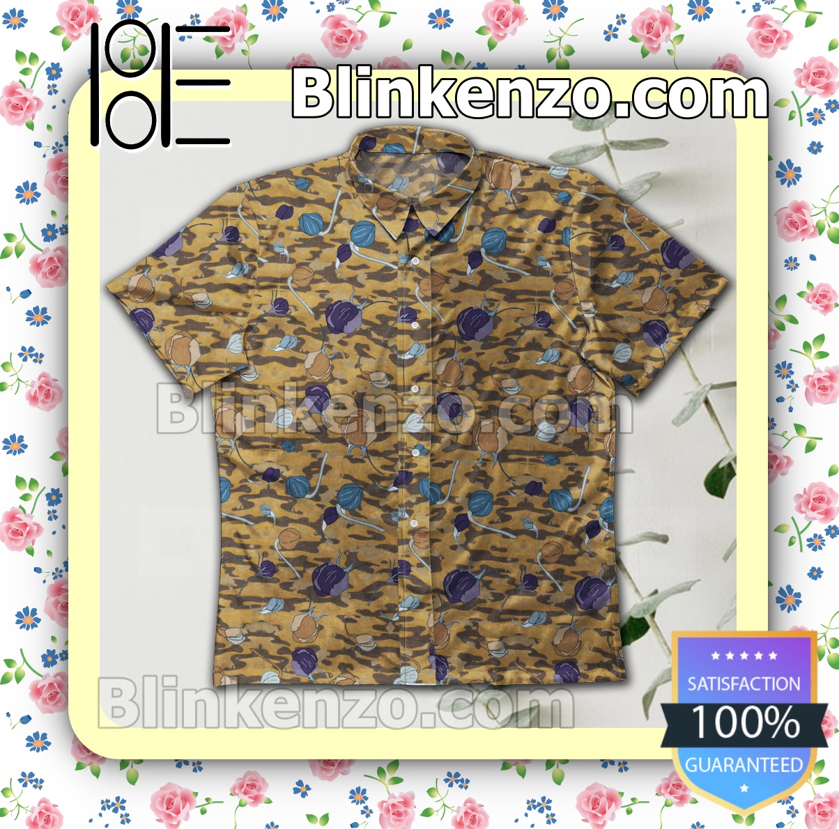 All Over Print Brown Camo Flower Summer Shirts