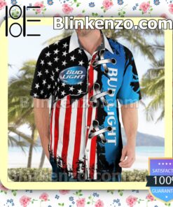Bud Light American Flag Color Summer Hawaiian Shirt b