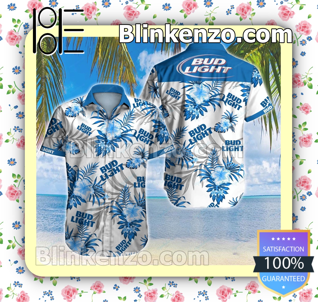 Top Selling Bud Light Blue Tropical Floral White Summer Shirts
