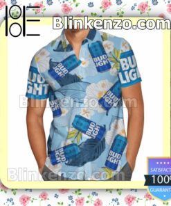 Bud Light Flower Summer Hawaiian Shirt, Mens Shorts