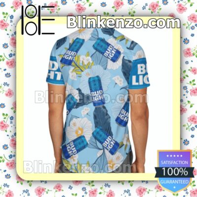 Bud Light Flower Summer Hawaiian Shirt, Mens Shorts a