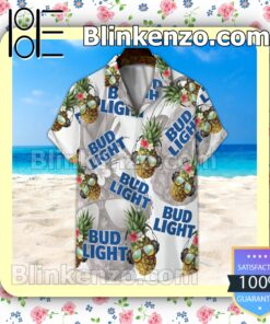 Bud Light Funny Pineapple Unisex White Summer Hawaiian Shirt