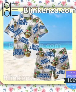 Bud Light Funny Pineapple Unisex White Summer Hawaiian Shirt a