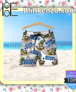 Bud Light Funny Pineapple Unisex White Summer Hawaiian Shirt b