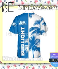 Bud Light Palm Tree White Blue Summer Hawaiian Shirt a