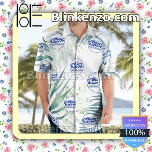 Bud Light Platinum White Summer Hawaiian Shirt b