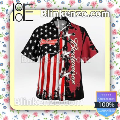 Budweiser American Flag Color Summer Hawaiian Shirt a