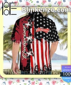 Budweiser American Flag Color Summer Hawaiian Shirt c