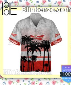 Budweiser Beer Palm Tree White Red Summer Hawaiian Shirt a