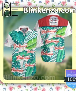 Budweiser Tropical Leafs Summer Hawaiian Shirt, Mens Shorts a