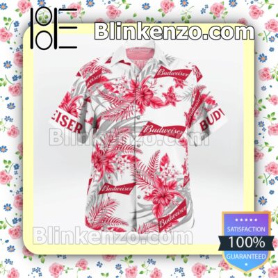 Budweiser White Summer Hawaiian Shirt a