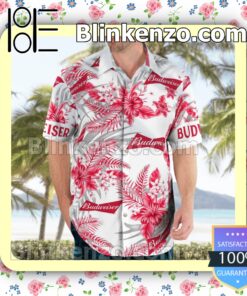 Budweiser White Summer Hawaiian Shirt b