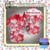 Budweiser White Tropical Leaves Red Summer Shirts