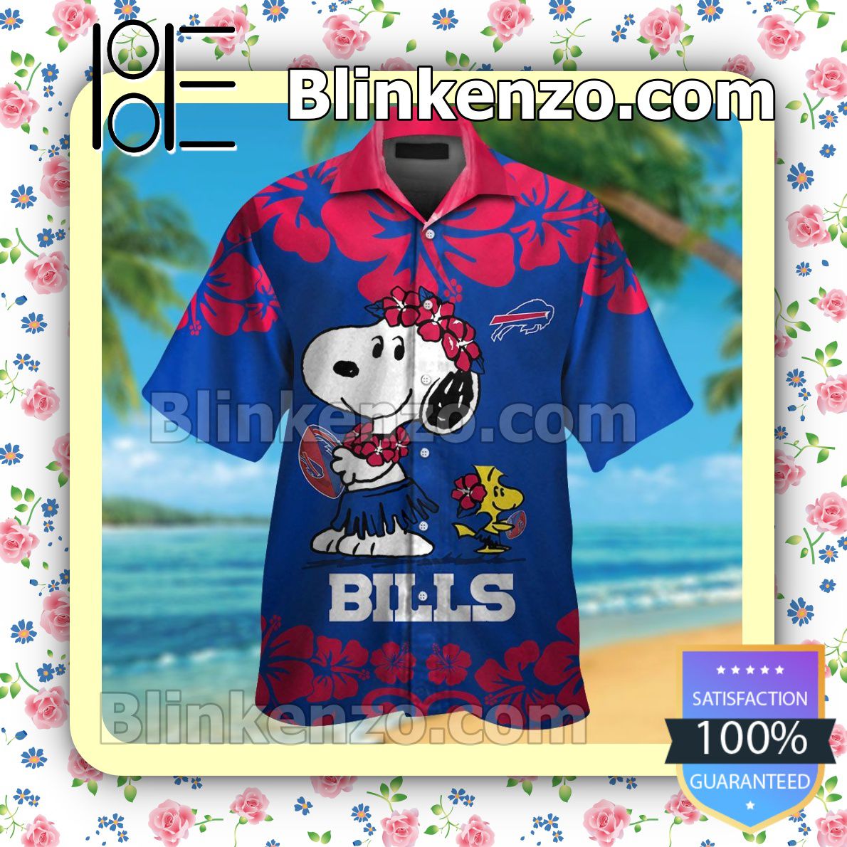 Buffalo Bills & Snoopy Mens Shirt, Swim Trunk