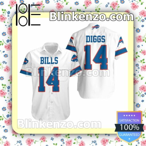 Buffalo Bills Stefon Diggs 14 White Jersey Inspired Style Summer Shirt