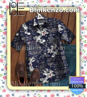 Bugs Bunny Flower Pattern Navy Summer Shirts