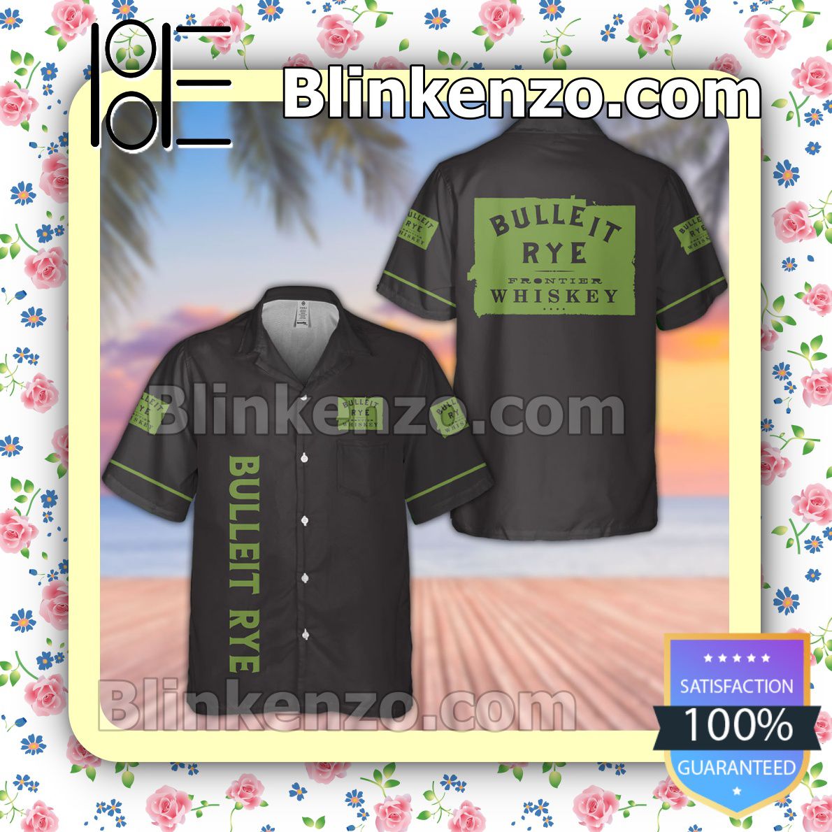 Bulleit Rye Black Summer Hawaiian Shirt, Mens Shorts