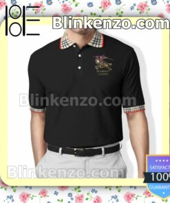 Burberry London Plaid Black Embroidered Polo Shirts