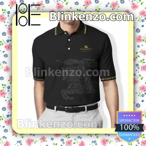 Burberry Prorsum Luxury Brand Basic Black Embroidered Polo Shirts