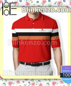 Burberry Red Embroidered Polo Shirts
